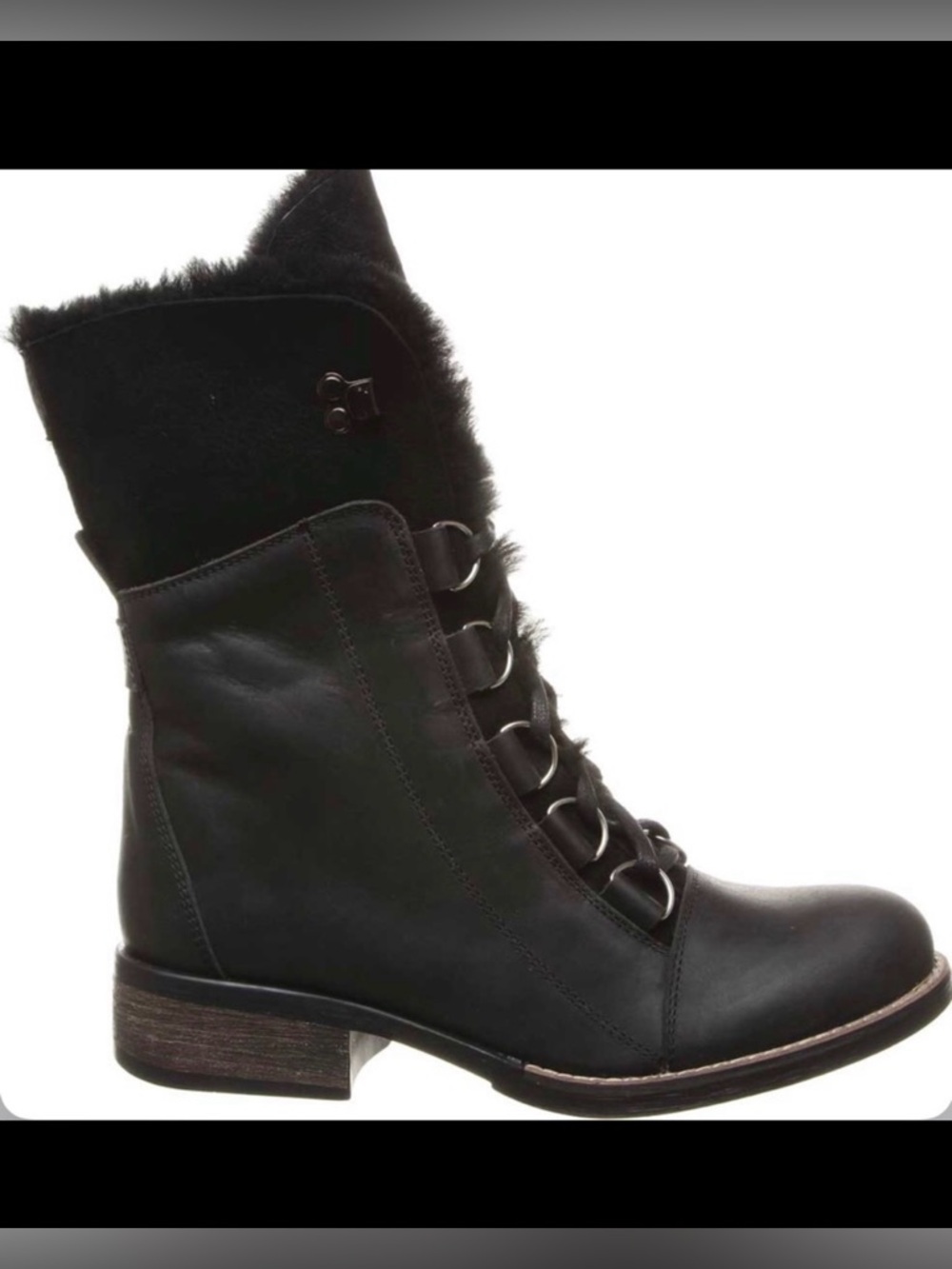 Luxe De Leon Aura LaceUp Fur Antiqued Leather Ankle Boots Size 8.5 NWT